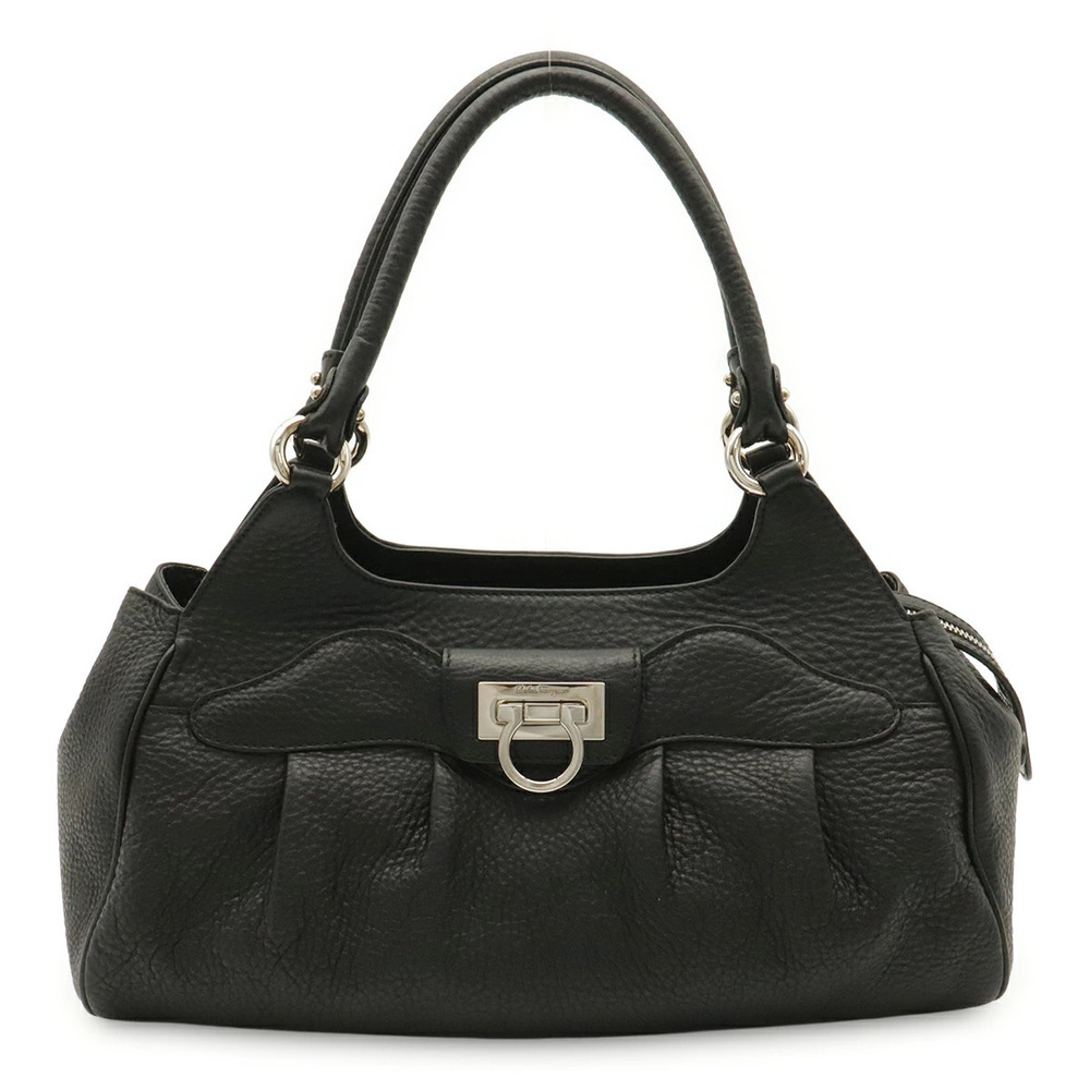 Salvatore Ferragamo Gancini 2way Shoulder Bag Leather Black